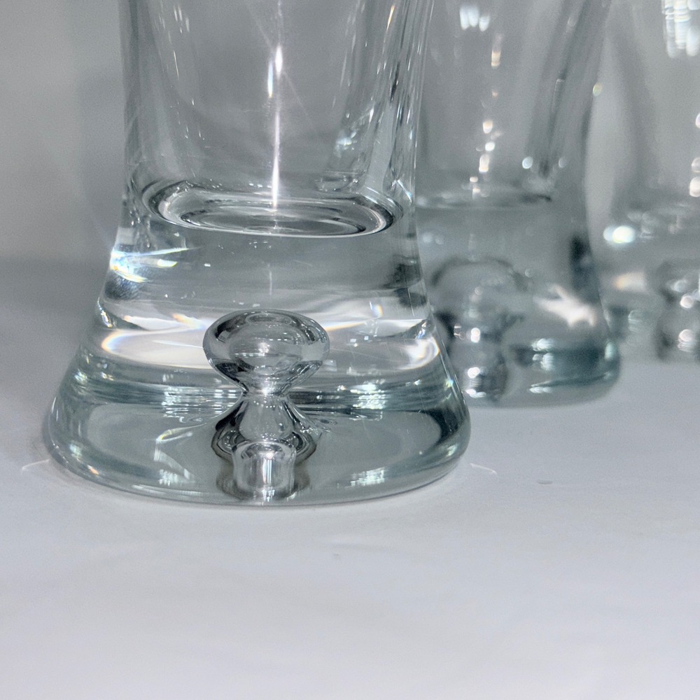 Set of 6 Crate and Barrel Crystal Krosno Bubble Base Pilsner Glasses Poland - Picture 16 of 16